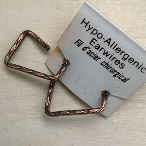 New vintage copper triangular hoop earrings